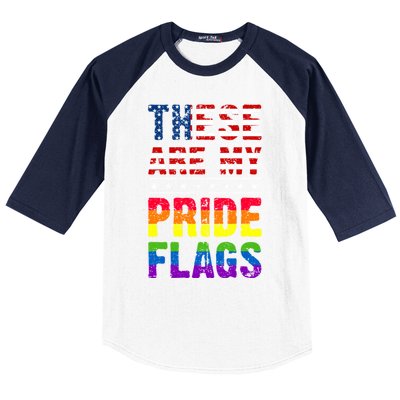 These Are My Pride Flags Us Flag Lgbt Pride Gift Baseball Sleeve Shirt