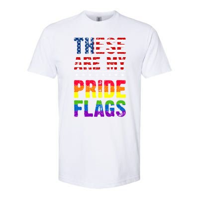 These Are My Pride Flags Us Flag Lgbt Pride Gift Softstyle CVC T-Shirt