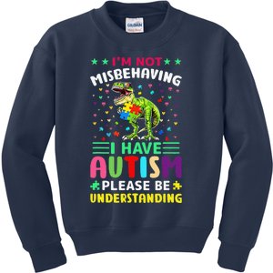 TRex Autistic Mama Autism Dinosaur Autism Awareness Month Kids Sweatshirt