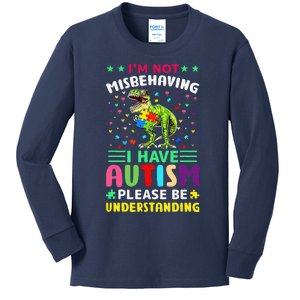 TRex Autistic Mama Autism Dinosaur Autism Awareness Month Kids Long Sleeve Shirt