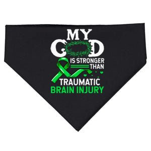 TBI Awareness My God Is Stronger Than Traumatic Brain Injury USA-Made Doggie Bandana