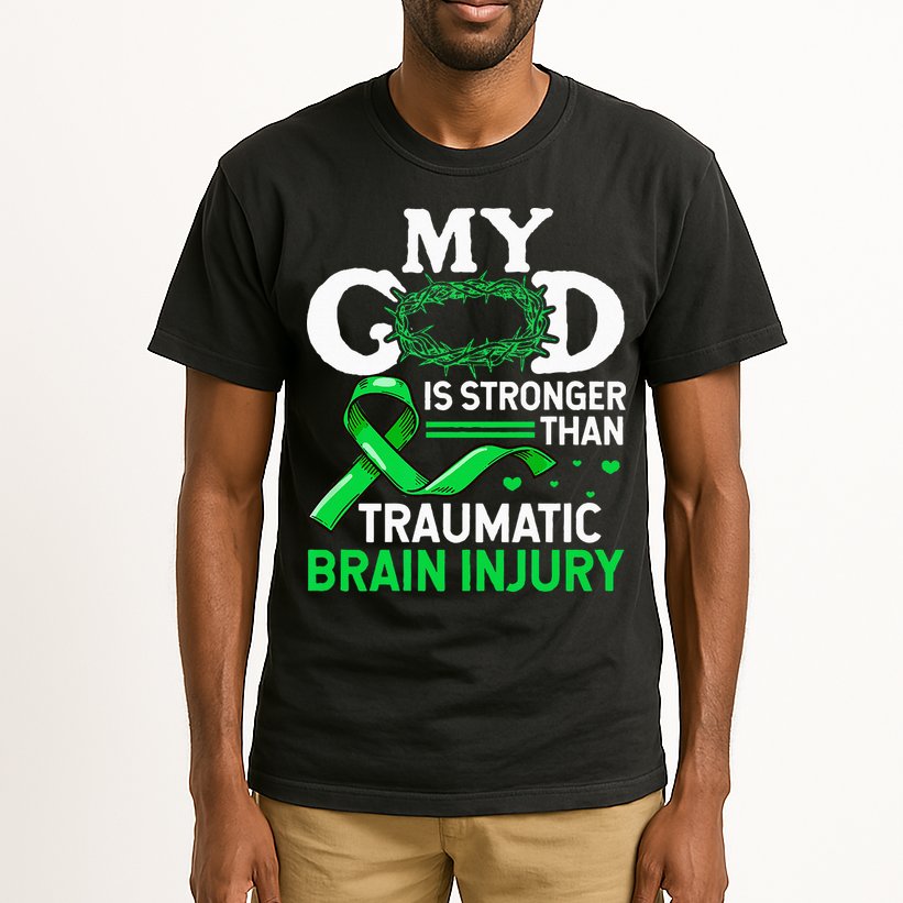 TBI Awareness My God Is Stronger Than Traumatic Brain Injury Tall T-Shirt