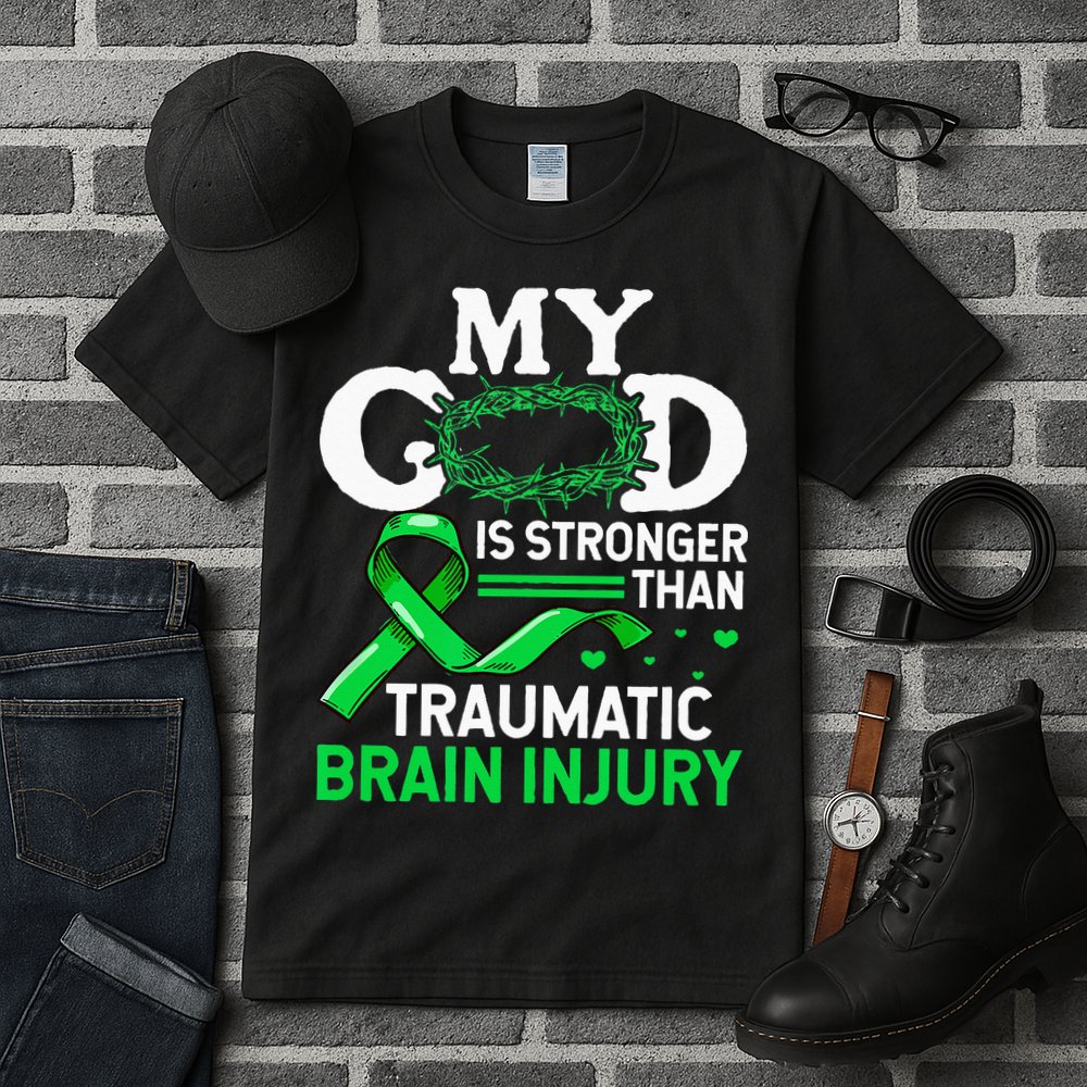 TBI Awareness My God Is Stronger Than Traumatic Brain Injury Tall T-Shirt