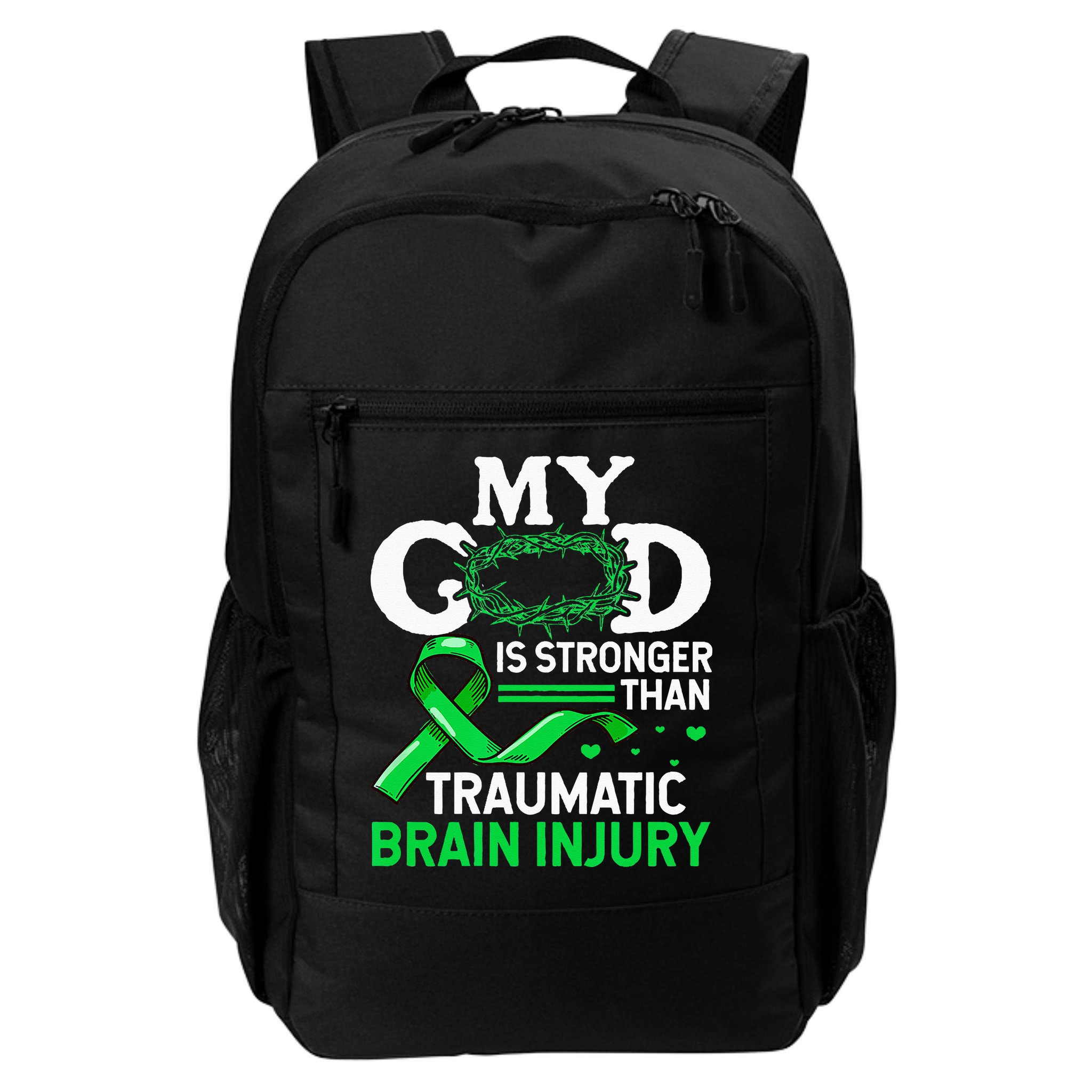 TBI Awareness My God Is Stronger Than Traumatic Brain Injury Backpack