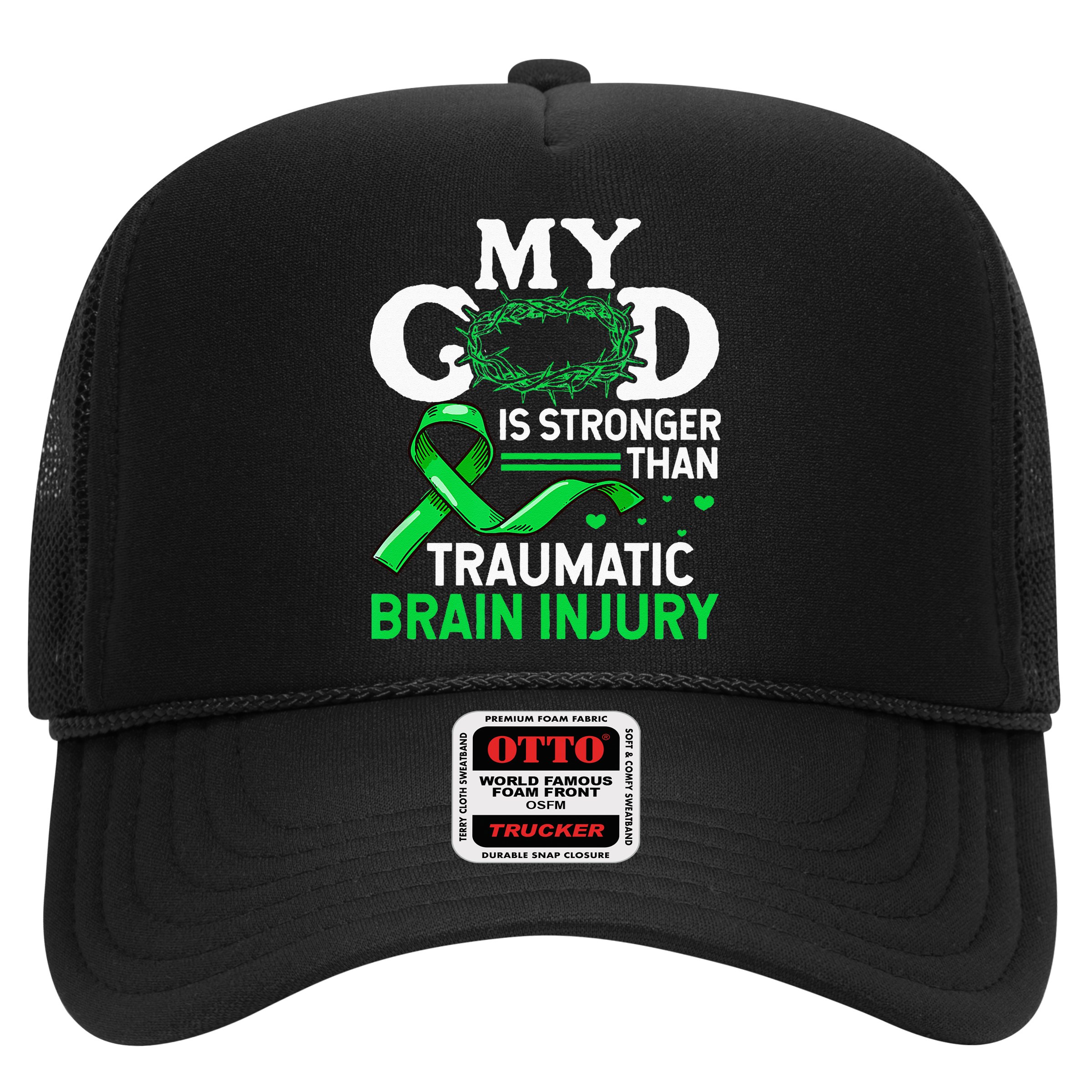 TBI Awareness My God Is Stronger Than Traumatic Brain Injury Hat