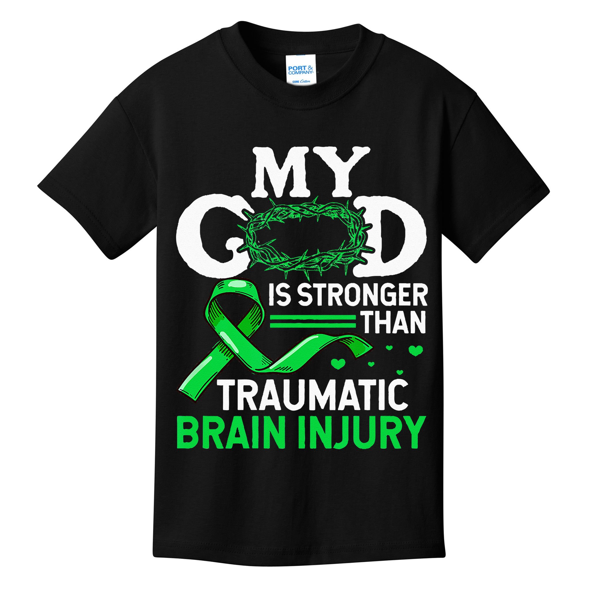 TBI Awareness My God Is Stronger Than Traumatic Brain Injury Kids T-Shirt