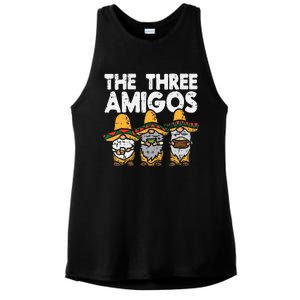 Three Amigos Mexican Gnomes Cute Cinco De Mayo Fiesta Garden Ladies PosiCharge Tri-Blend Wicking Tank