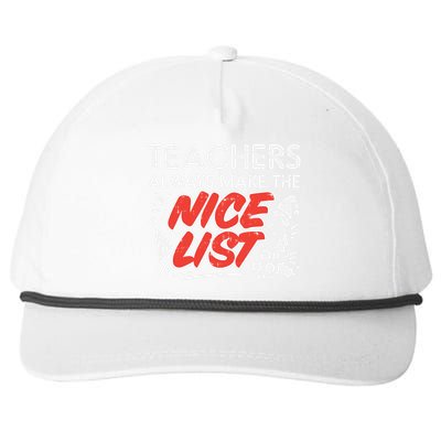 Teachers Always Make The Nice List Funny Christmas Xmas Gift Snapback Five-Panel Rope Hat