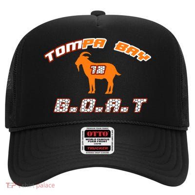Tamp Bay Football GOAT Brady 18 High Crown Mesh Back Trucker Hat