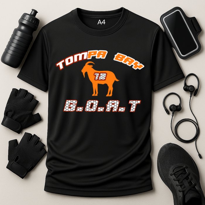 Tamp Bay Football GOAT Brady 18 Cooling Performance Crew T-Shirt