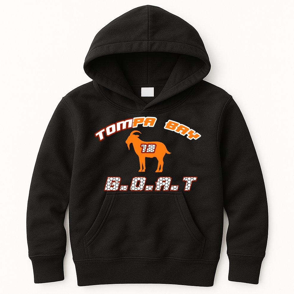 Tamp Bay Football GOAT Brady 18 Kids Hoodie