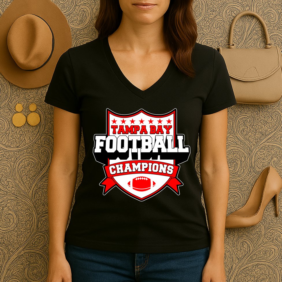 Tampa Bay Football Champions Sports Fan Women's V-Neck T-Shirt