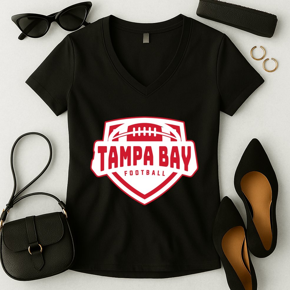 Tampa Bay Football Shield Women's V-Neck T-Shirt