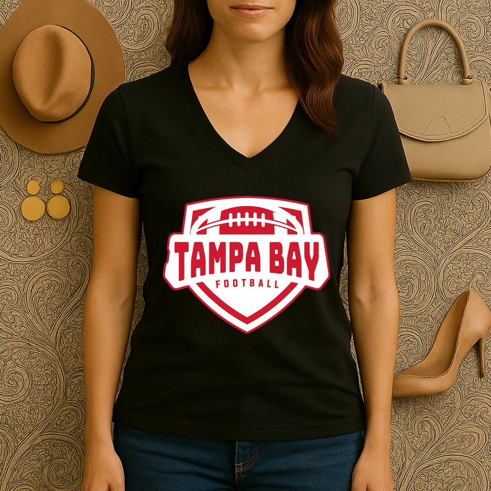Tampa Bay Football Shield Women's V-Neck T-Shirt