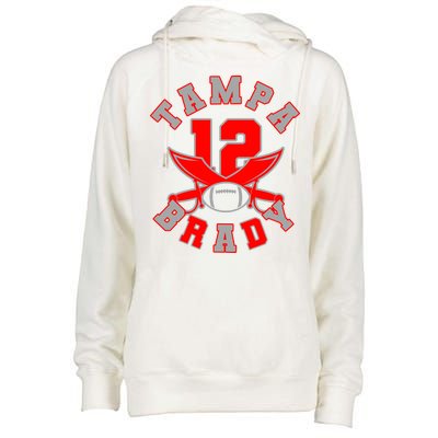 Tampa Brady Number 12 Womens Funnel Neck Pullover Hood