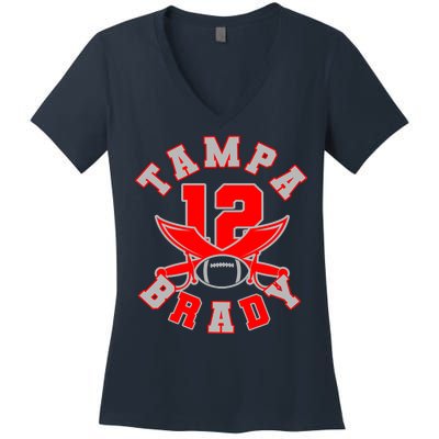 Tampa Brady Number 12 Women's V-Neck T-Shirt