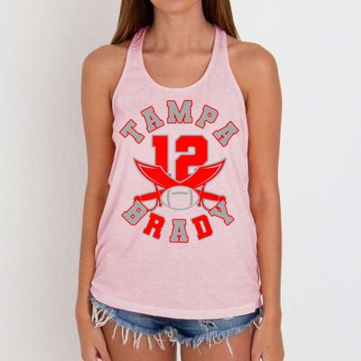 Tampa Brady Number 12 Women's Knotted Racerback Tank