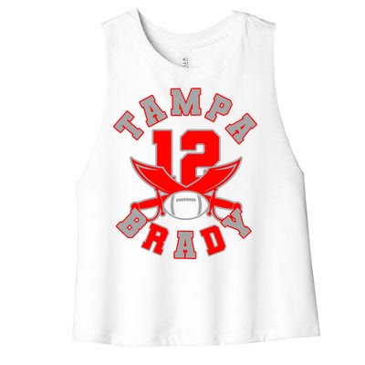 Tampa Brady Number 12 Women's Racerback Cropped Tank