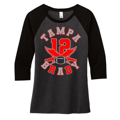 Tampa Brady Number 12 Women's Tri-Blend 3/4-Sleeve Raglan Shirt