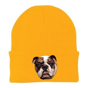 Tan Bulldog Knit Cap Winter Beanie