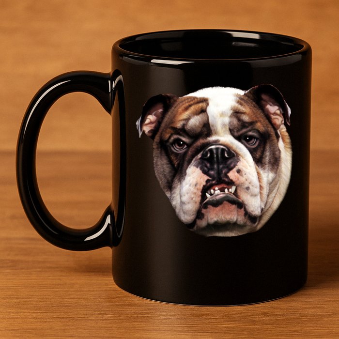 Tan Bulldog 11oz C Handle Ceramic Mug