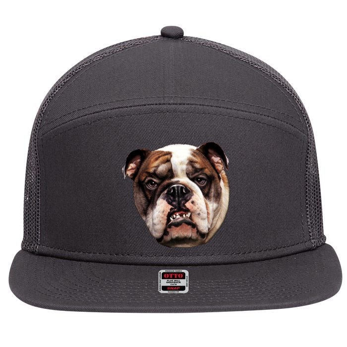 Tan Bulldog 7 Panel Mesh Trucker Snapback Hat