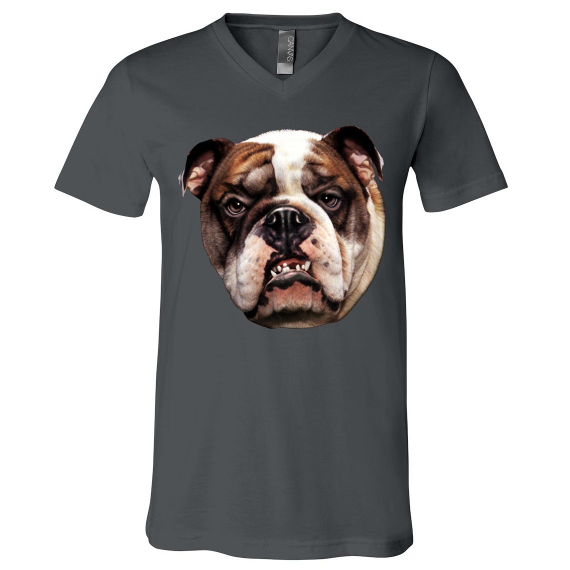 Tan Bulldog V-Neck T-Shirt