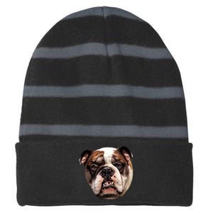 Tan Bulldog Striped Beanie with Solid Band