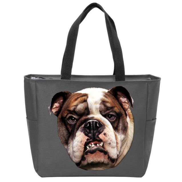 Tan Bulldog Zip Tote Bag