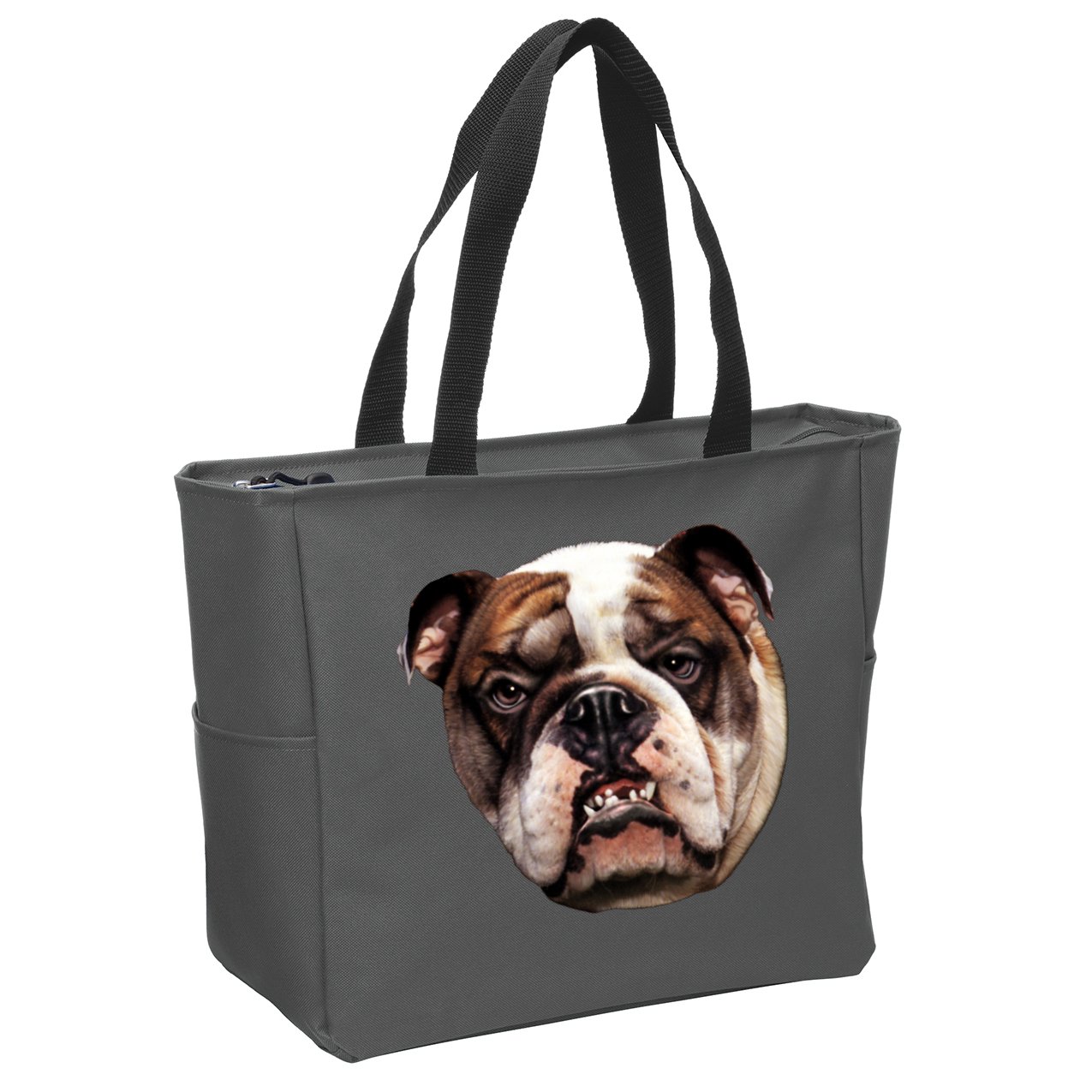 Tan Bulldog Zip Tote Bag