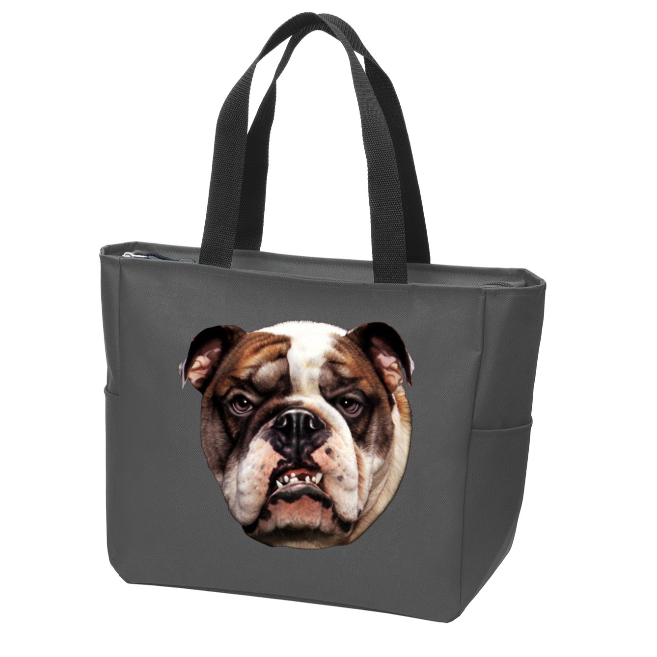 Tan Bulldog Zip Tote Bag