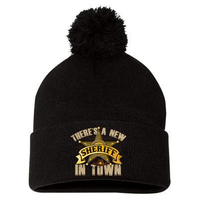 ThereS A New Sheriff In Town Deputy Sheriff Police Officer Pom Pom 12in Knit Beanie