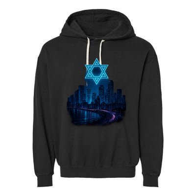 Tel Aviv Neon Futuristic Garment-Dyed Fleece Hoodie