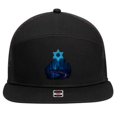 Tel Aviv Neon Futuristic 7 Panel Mesh Trucker Snapback Hat