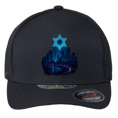 Tel Aviv Neon Futuristic Flexfit Unipanel Trucker Cap