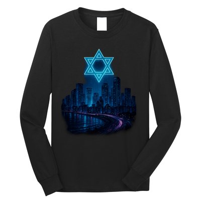 Tel Aviv Neon Futuristic Long Sleeve Shirt