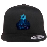 Tel Aviv Neon Futuristic Flat Bill Trucker Hat