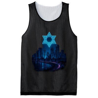 Tel Aviv Neon Futuristic Mesh Reversible Basketball Jersey Tank