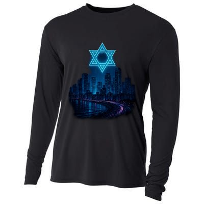 Tel Aviv Neon Futuristic Cooling Performance Long Sleeve Crew