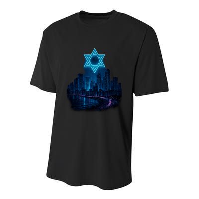 Tel Aviv Neon Futuristic Youth Performance Sprint T-Shirt