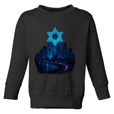 Tel Aviv Neon Futuristic Toddler Sweatshirt