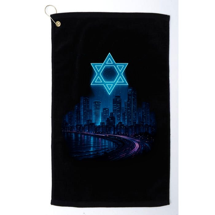 Tel Aviv Neon Futuristic Golf Towel