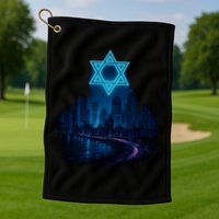Tel Aviv Neon Futuristic Golf Towel
