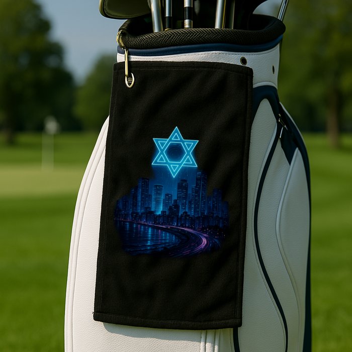 Tel Aviv Neon Futuristic Golf Towel