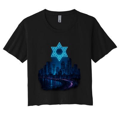 Tel Aviv Neon Futuristic Women's Crop Top Tee