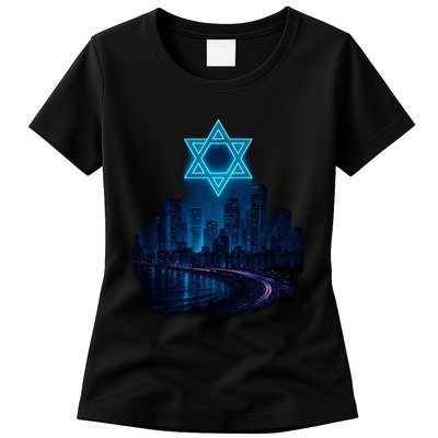 Tel Aviv Neon Futuristic Womens T-Shirt