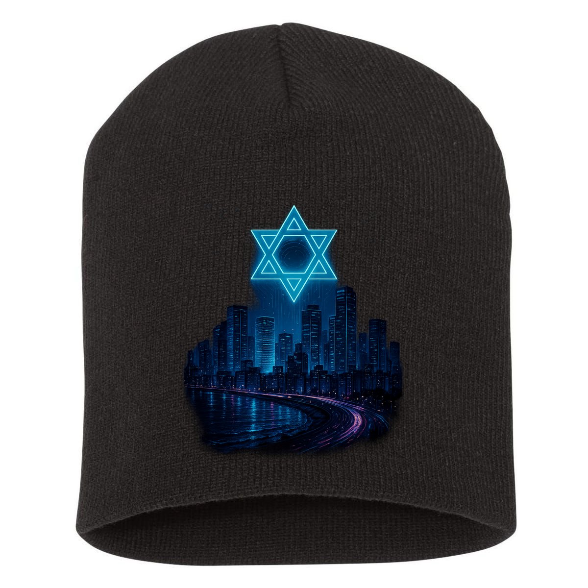 Tel Aviv Neon Futuristic Short Acrylic Beanie