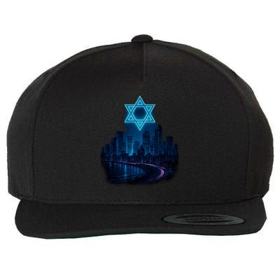 Tel Aviv Neon Futuristic Wool Snapback Cap