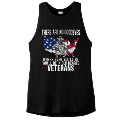 There Are No Goodbyes Usa Veteran Military Memorial Day Meaningful Gift Ladies PosiCharge Tri-Blend Wicking Tank