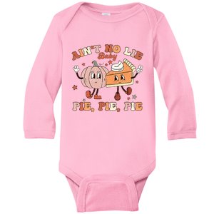 Thanksgiving Ain't No Lie Baby Pie Pie Pie Thankful Groovy Baby Long Sleeve Bodysuit